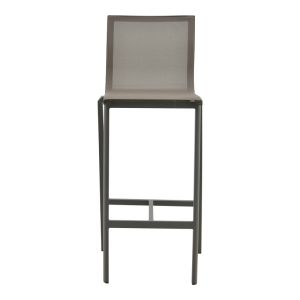 BAR CHAIR MELINA, STACKABLE ALUMINUM, ANTHRACITE-TEXTLINE, GREY NUANCE 45X49X115CM