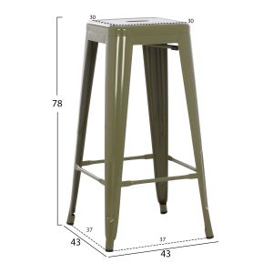Bar stool Melita-pro Relix HM8642.43 metal in dark olive color 43x43x78hcm.