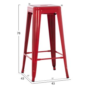 Bar stool Melita-pro Relix Hm8642.44 metal in red 43x43x78hcm.