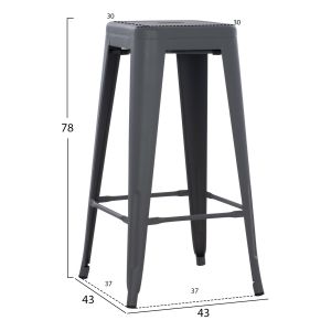 Bar stool Melita-pro Relix HM8642.50 metal in gray 43x43x78hcm.