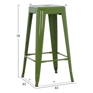 Bar stool Melita-pro Relix Hm8642.53 metal in light olive green 43x43x78hcm.