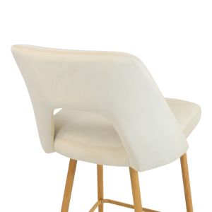 Bar stool Murde beige velvet fabric and metal legs in a natural shade 47x52x96cm
