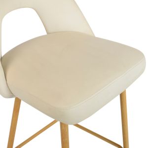 Bar stool Murde beige velvet fabric and metal legs in a natural shade 47x52x96cm