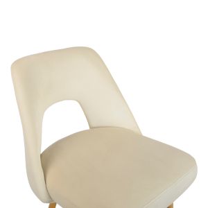 Bar stool Murde beige velvet fabric and metal legs in a natural shade 47x52x96cm