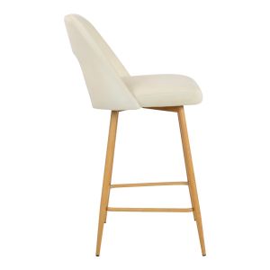 Bar stool Murde beige velvet fabric and metal legs in a natural shade 47x52x96cm