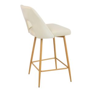 Bar stool Murde beige velvet fabric and metal legs in a natural shade 47x52x96cm