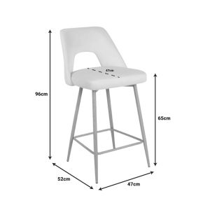 Bar stool Murde black velvet fabric and black metal legs 47x52x96cm