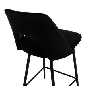Bar stool Murde black velvet fabric and black metal legs 47x52x96cm
