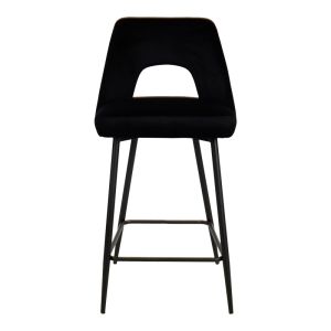 Bar stool Murde black velvet fabric and black metal legs 47x52x96cm