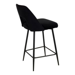 Bar stool Murde black velvet fabric and black metal legs 47x52x96cm