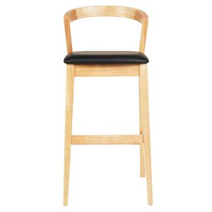 Bar stool Nami .01 rubber wood in oak-black Pu 47.5x59x102.5hcm Hm9952