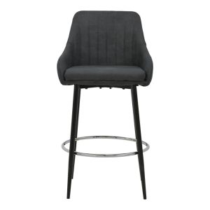 Bar stool Patrin dark gray color Pu-metal leg in black color