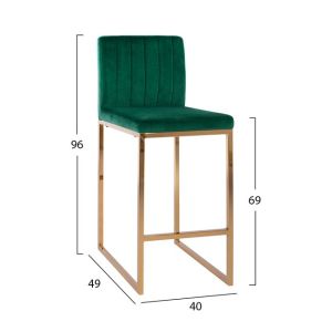 Бар стол Piper Velvet зелен плюш златни Кракаhm8525,03