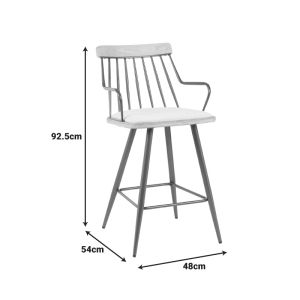 Bar stool Posse bronze metal-white washed wood-beige fabric 48x54x92.5cm