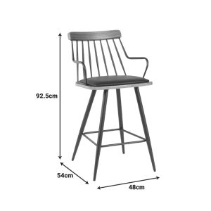 Bar stool Posse, metal, black, walnut, black, Pu, 48x54x92.5 cm