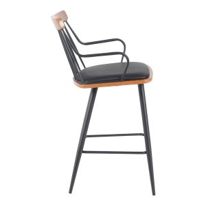 Bar stool Posse, metal, black, walnut, black, Pu, 48x54x92.5 cm