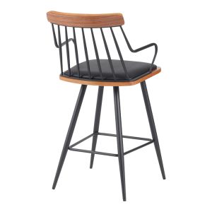 Bar stool Posse, metal, black, walnut, black, Pu, 48x54x92.5 cm