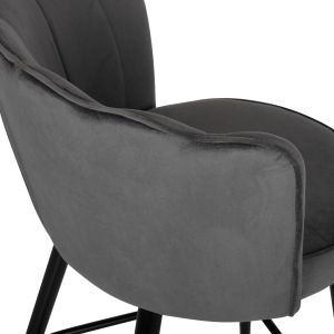 Бар стол Princess Vesna Hm8736,01 сив плюшен с черна метална рамка 50x50x90