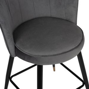 Бар стол Princess Vesna Hm8736,01 сив плюшен с черна метална рамка 50x50x90
