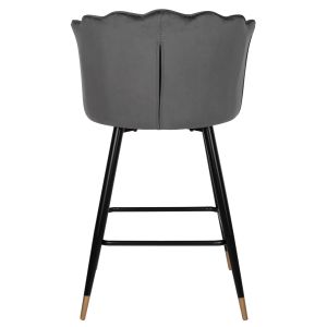 Бар стол Princess Vesna Hm8736,01 сив плюшен с черна метална рамка 50x50x90