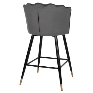 Бар стол Princess Vesna Hm8736,01 сив плюшен с черна метална рамка 50x50x90