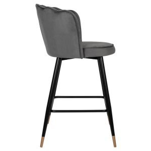 Бар стол Princess Vesna Hm8736,01 сив плюшен с черна метална рамка 50x50x90
