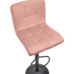 Remina bar stool with adjustable height, rotten apple color, velvet, black matte, base 44x44x112 cm