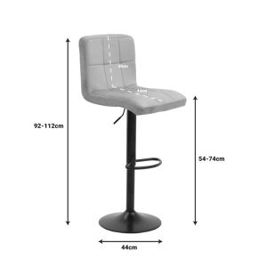 Remina bar stool with adjustable height, black velvet and black matte base 44x44x112cm
