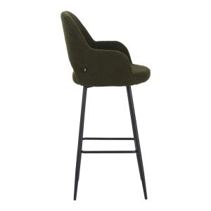 Renish bar stool in dark teddy green with black metal legs 51x57x114cm