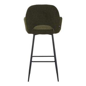 Renish bar stool in dark teddy green with black metal legs 51x57x114cm