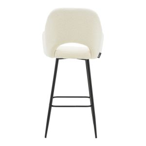 Бар стол Renish цвят слонова кост с черни метални крака 51x57x114cm