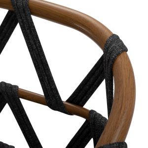 Bar stool Ricko Hm5781.11 brown aluminum frame - dark gray ribbon with rope 56x59x102 cm.