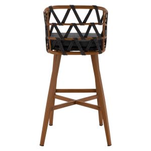 Bar stool Ricko Hm5781.11 brown aluminum frame - dark gray ribbon with rope 56x59x102 cm.