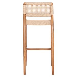 Bar stool Rosco Hm6134 teak in natural-veined rope in beige 47x52x100hcm.