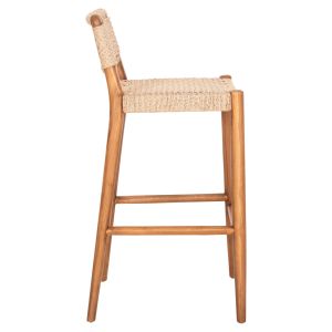 Bar stool Rosco Hm6134 teak in natural-veined rope in beige 47x52x100hcm.