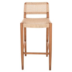 Bar stool Rosco Hm6134 teak in natural-veined rope in beige 47x52x100hcm.
