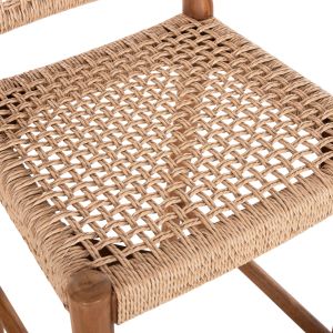 Bar stool Rosco Hm6134 teak in natural-veined rope in beige 47x52x100hcm.