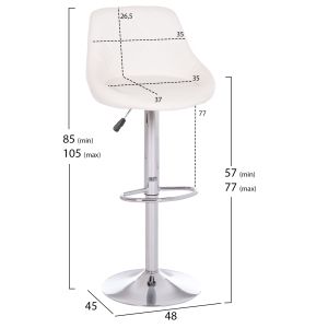 Bar stool Rose Hm204.22 with chrome base and white Pu 48x45x105hcm.