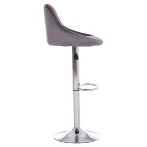 Bar stool Rose Hm204.41 chrome base and suspension and gray velvet 48x45x105cm.