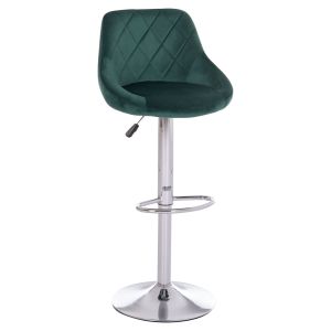Bar stool Rose Hm204.46 chrome base and suspension and cypress green velvet 48x45x105cm.