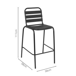 Bar stool Sussie black metal - aluminum 58x58x111cm