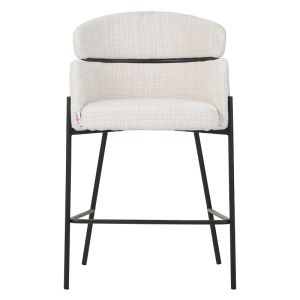 Bar stool Tolerse Wolf beige fabric-black metal legs