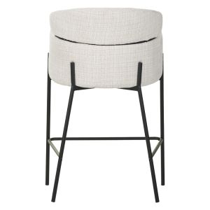 Bar stool Tolerse Wolf beige fabric-black metal legs
