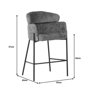 Bar stool Tolerse Wolf beige fabric-black metal legs