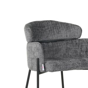 Bar stool Tolerse Wolf light gray fabric-black metal legs
