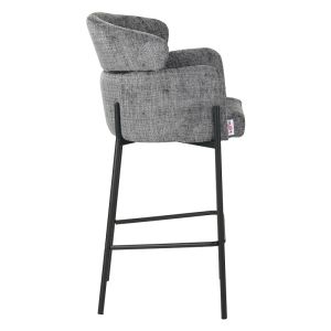 Bar stool Tolerse Wolf light gray fabric-black metal legs