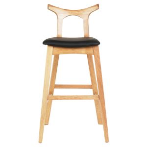 Bar stool Usopp .01 rubber wood in light oak- black Pu 43x41x100hcm Hm9951