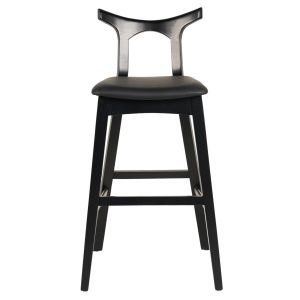 Bar stool Usopp .02 rubber wood and Pu in black color 49x53x99.5hcm Hm9951
