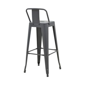 Utopia bar stool with medium height and backrest, metal, anthracite color, 42x42x86cm