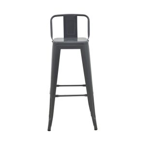 Utopia bar stool with medium height and backrest, metal, anthracite color, 42x42x86cm